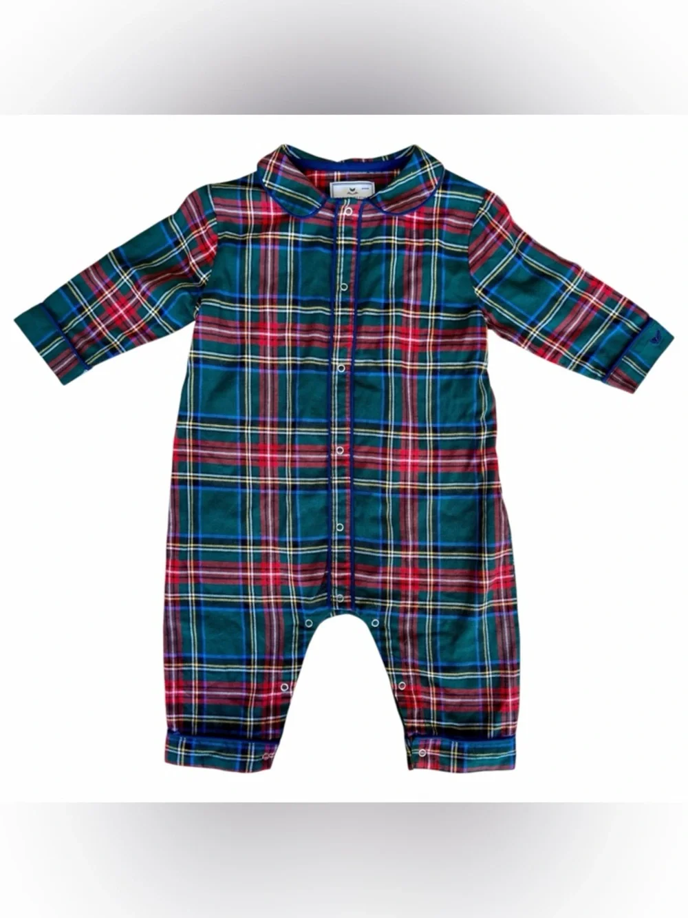 Petite Plume Brushed Twill Cambridge Romper in Kensington Tartan Size 12/18M